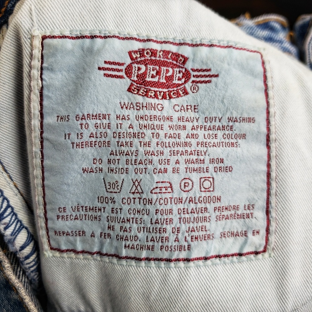 Vintage Pepe Dip Dyed Frayed Jean Shorts Sz 13/14 - Picture 6 of 8